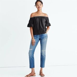 Madewell Off the Shoulder Eyelet Top size Medium